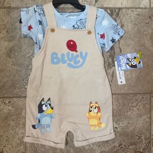NWT Size 12 Months Bluey Overalls and T-Shirt Set